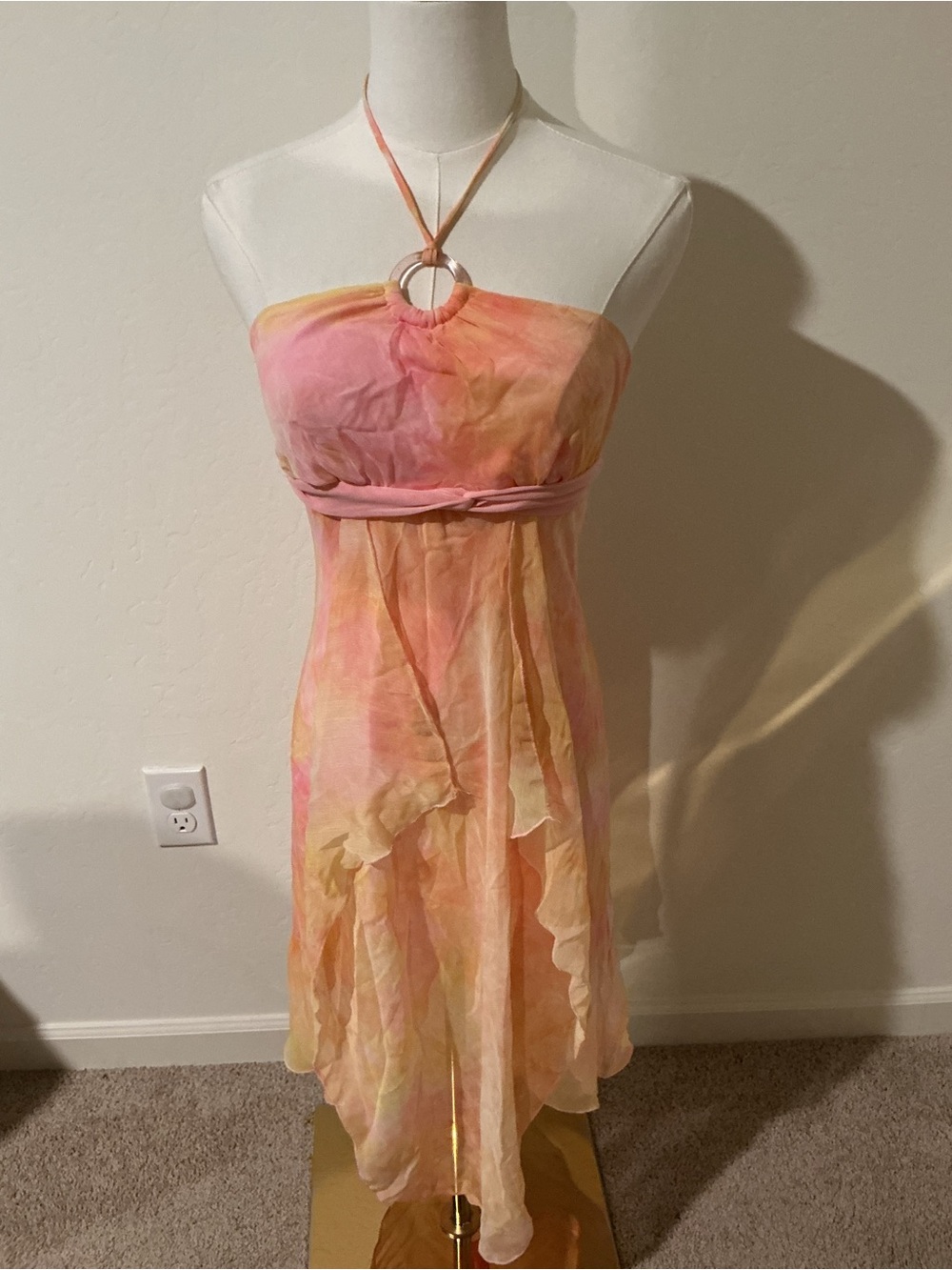 Voxx New York y2k Pink and yellow halter neck dress